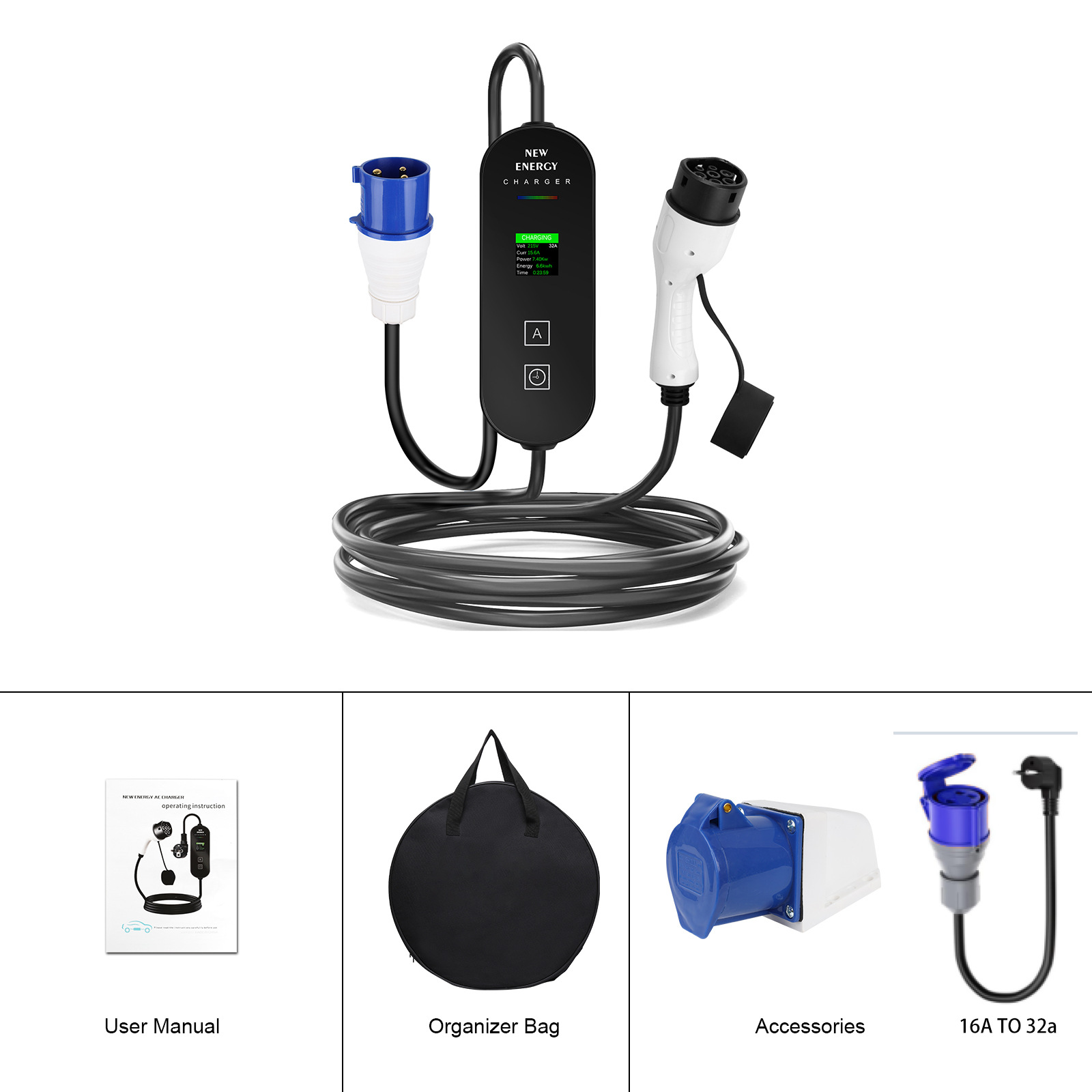Портативная зарядная станция д – обзор и цена Portable Ev Charger 32A Type 2 Cee Plug